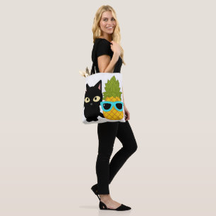 cat and pineapple are best friends tote bag