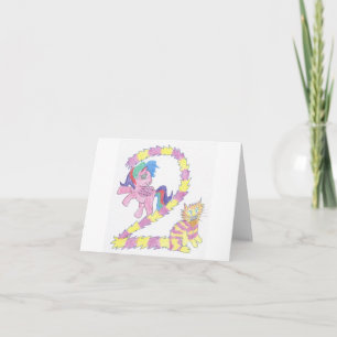 Cat and Pony card for a two year old
