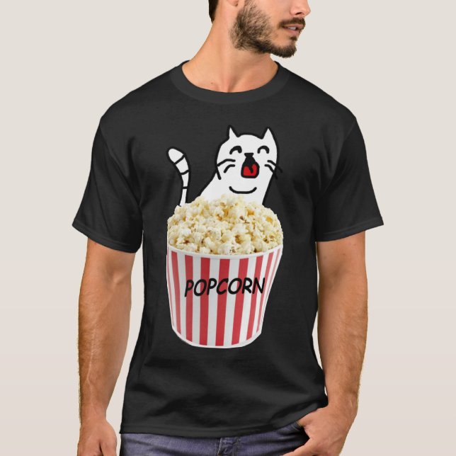 Cat and Popcorn T-Shirt (Front)