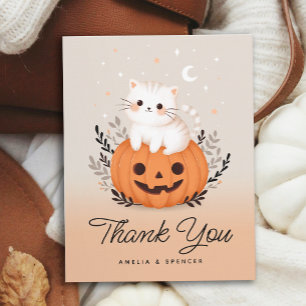 Cat and Pumpkin Baby Shower Thank You Card