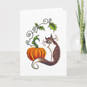 Cat and Pumpkin greeting card