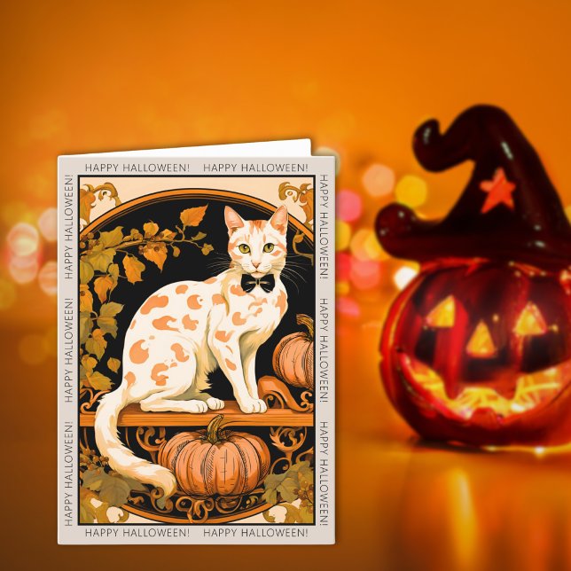 Cat and Pumpkin Halloween Holiday Card (Creator Uploaded)