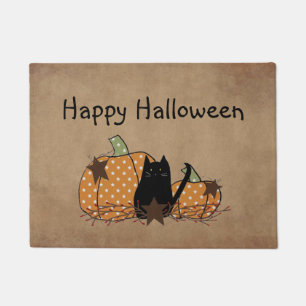 Cat And Pumpkins Door Mat