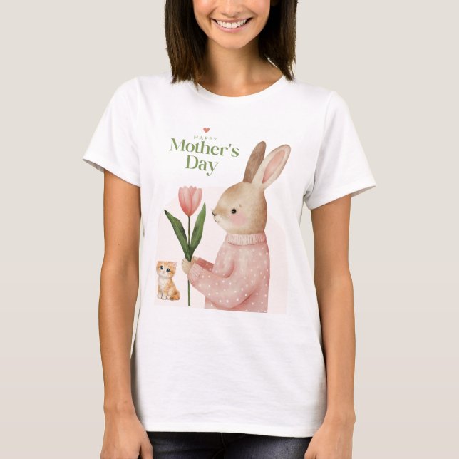 cat and rabbit design t-shirt (Front)