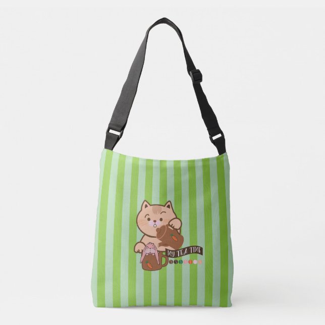 cat and rabbit's tea time crossbody bag (Front)