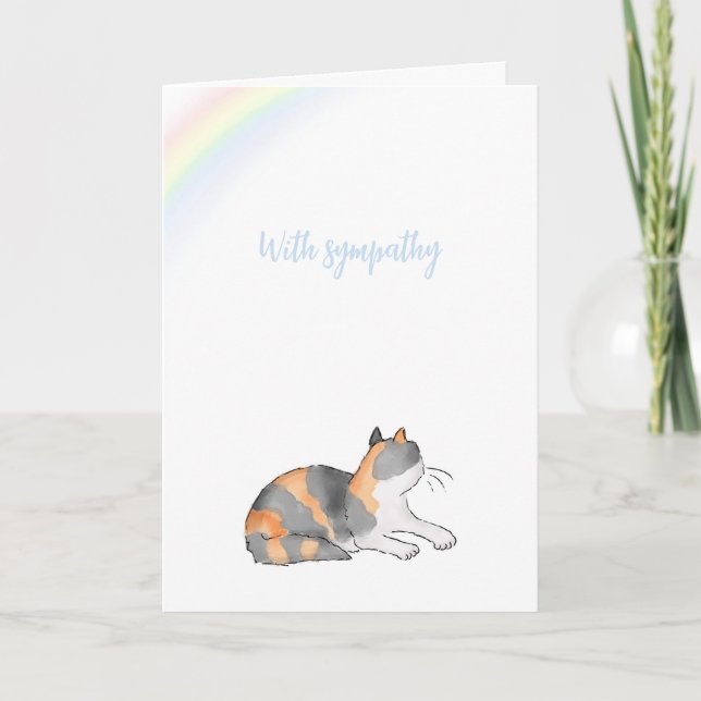 Cat and rainbow pet loss sympathy card (Front)