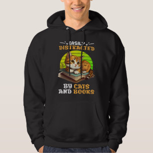 Cat  and Reading Cat Fans Books booknerd Book Hoodie