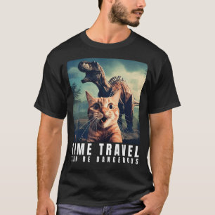 Cat and Rex Time Travel Can Be Dangerous Cat T-Shirt
