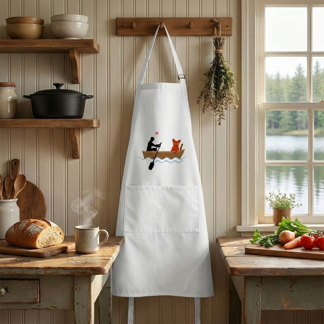 Cat and Rower in Boat Funny Whimsical Pet Lover  Standard Apron (Creator Uploaded)