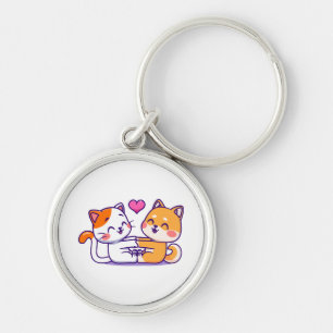 Cat And Shiba Inu Key Ring