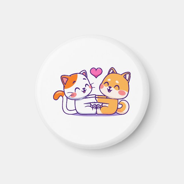 Cat And Shiba Inu Magnet (Front)