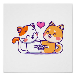 Cat And Shiba Inu Poster