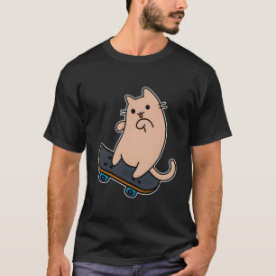 Cat And Skateboard Skateboarding Funny Cartoon Kit T-Shirt