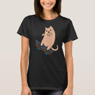 Cat and Skateboard Skateboarding Funny Kitten Prem T-Shirt