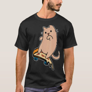 Cat and Skateboard Skateboarding Pepperoni Pizza B T-Shirt