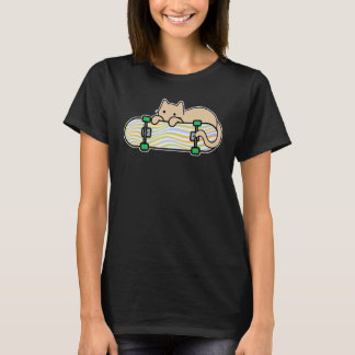 Cat and Skateboard Skateboarding Shy Cat Colour Wa T-Shirt