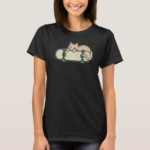 Cat and Skateboard Skateboarding Shy Cat Colour Wa T-Shirt