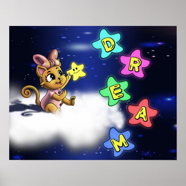 Cat and Stars Poster (Front)
