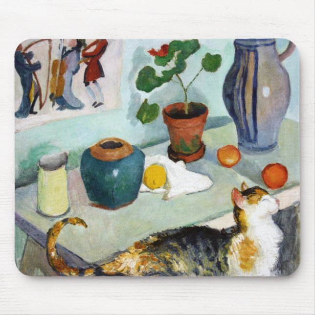 Cat and Still Life, August Macke Mouse Pad (Front)