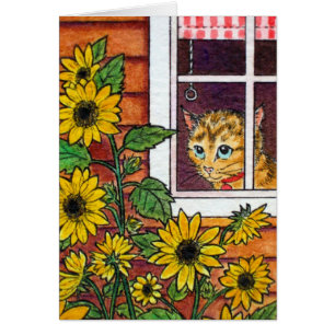 cat and sunflower