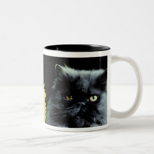 Cat and Sunflower Two-Tone Coffee Mug