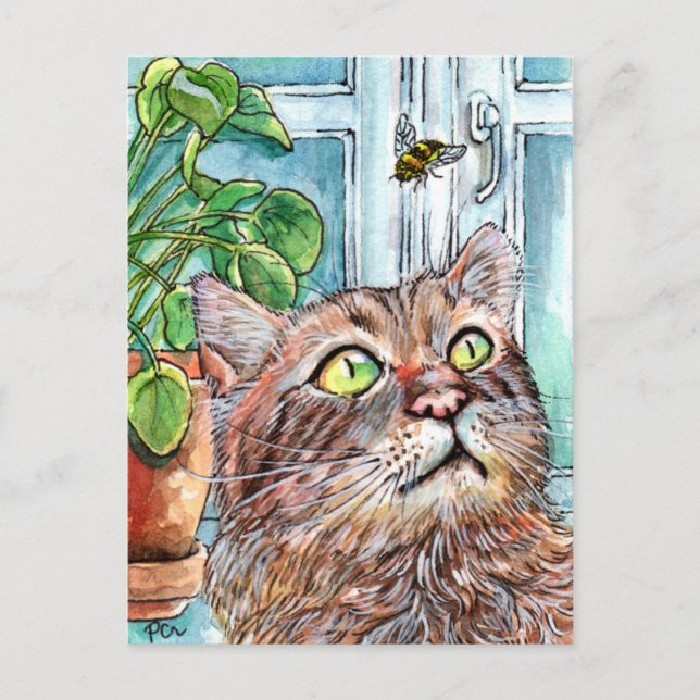 Cat and the Bee Postcard (Front)