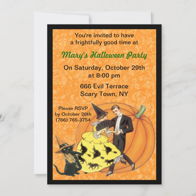 Cat And The Fiddle Halloween Party Invitation (Front)