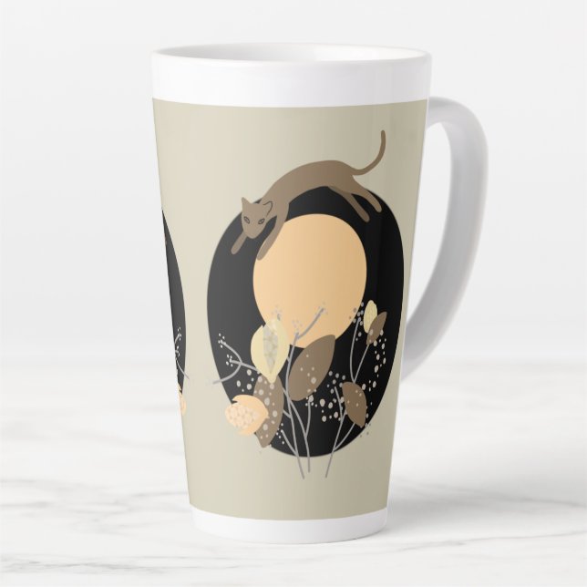 Cat and The Moon 2 Latte Mug (Right Angle)