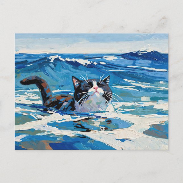 Cat And The Ocean (#3) Postcard (Front)