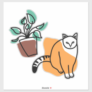 Cat and the plant