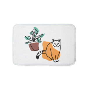 Cat and the plant bath mat