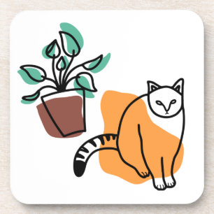Cat and the plant coaster