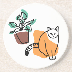 Cat and the plant coaster