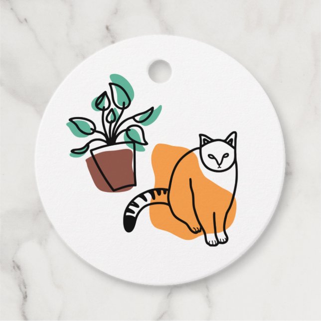 Cat and the plant favour tags (Front)
