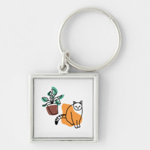 Cat and the plant key ring