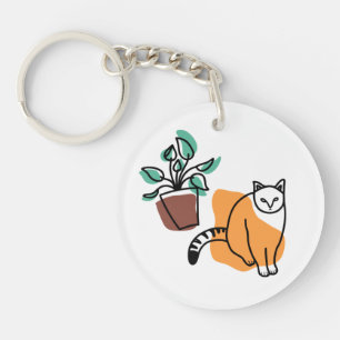 Cat and the plant key ring