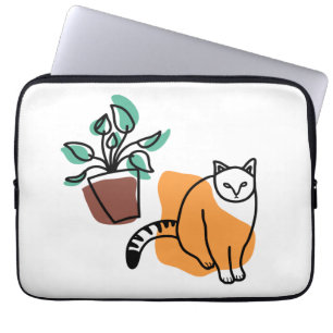 Cat and the plant laptop sleeve