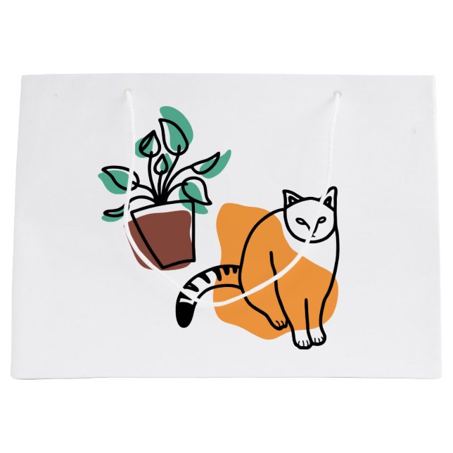 Cat and the plant large gift bag (Front)