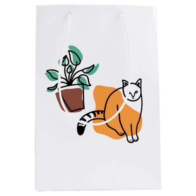 Cat and the plant medium gift bag (Front)