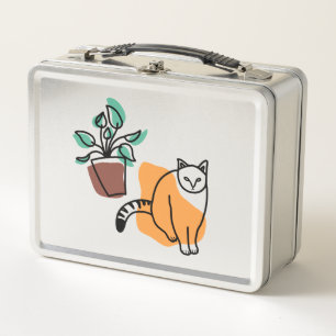 Cat and the plant metal lunch box