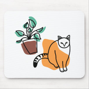 Cat and the plant mouse pad