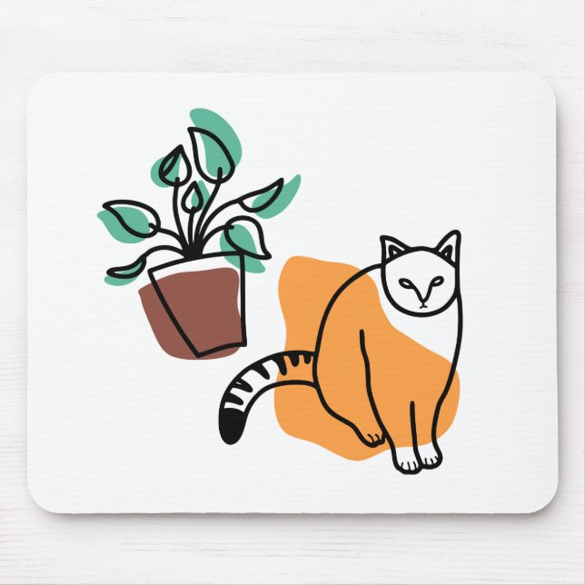 Cat and the plant mouse pad (Front)