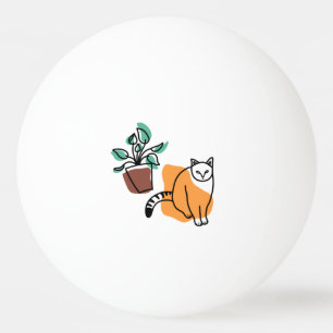 Cat and the plant ping pong ball