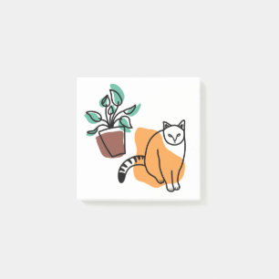 Cat and the plant post-it notes