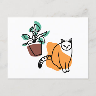 Cat and the plant postcard