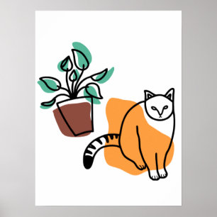 Cat and the plant poster