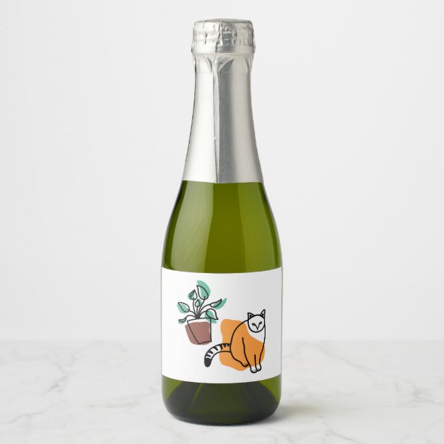 Cat and the plant sparkling wine label (Front)
