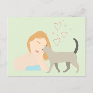 Cat and their human postcard