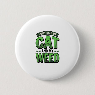 Cat And Weed Vintage Engraving T-Shirt Design_1 6 Cm Round Badge