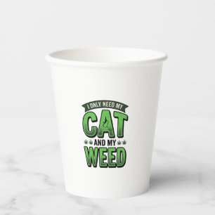 Cat And Weed Vintage Engraving T-Shirt Design_1 Paper Cups